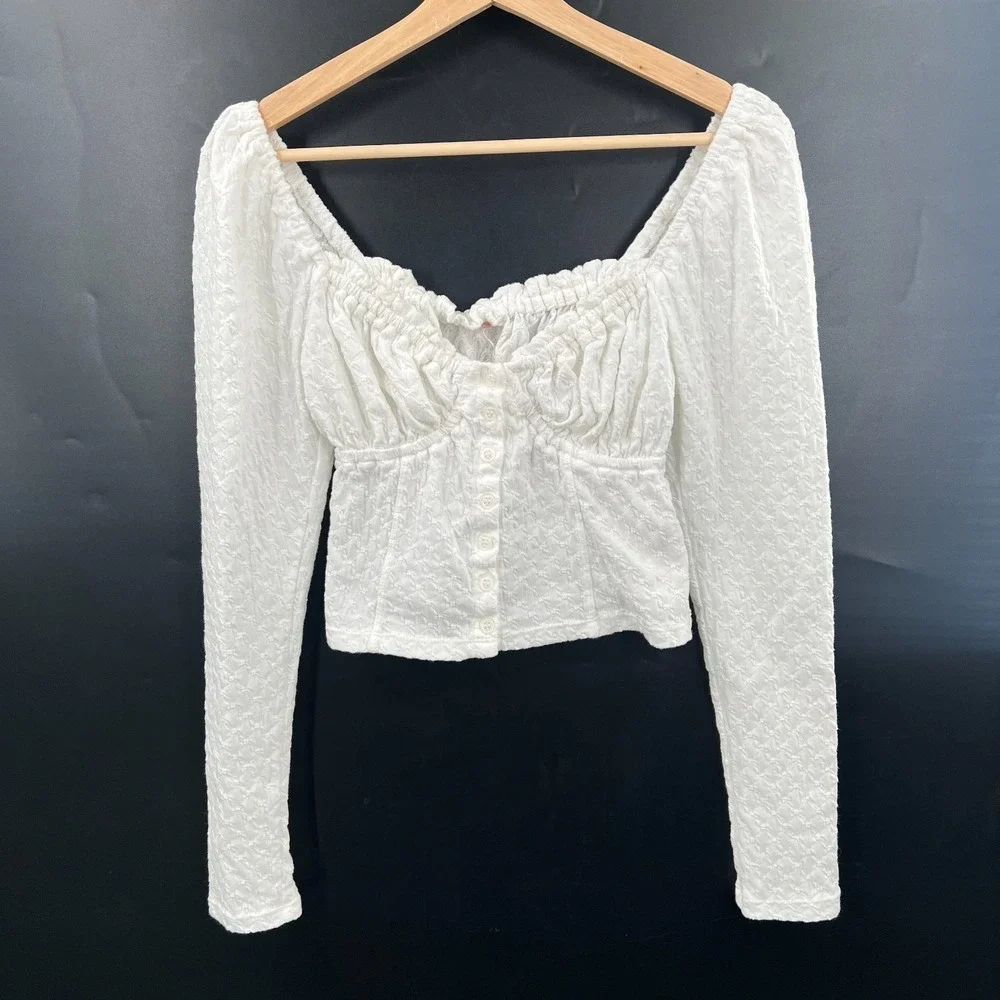 Free People romantic whimsy coquette feminine cottagecore milkmade boho top S